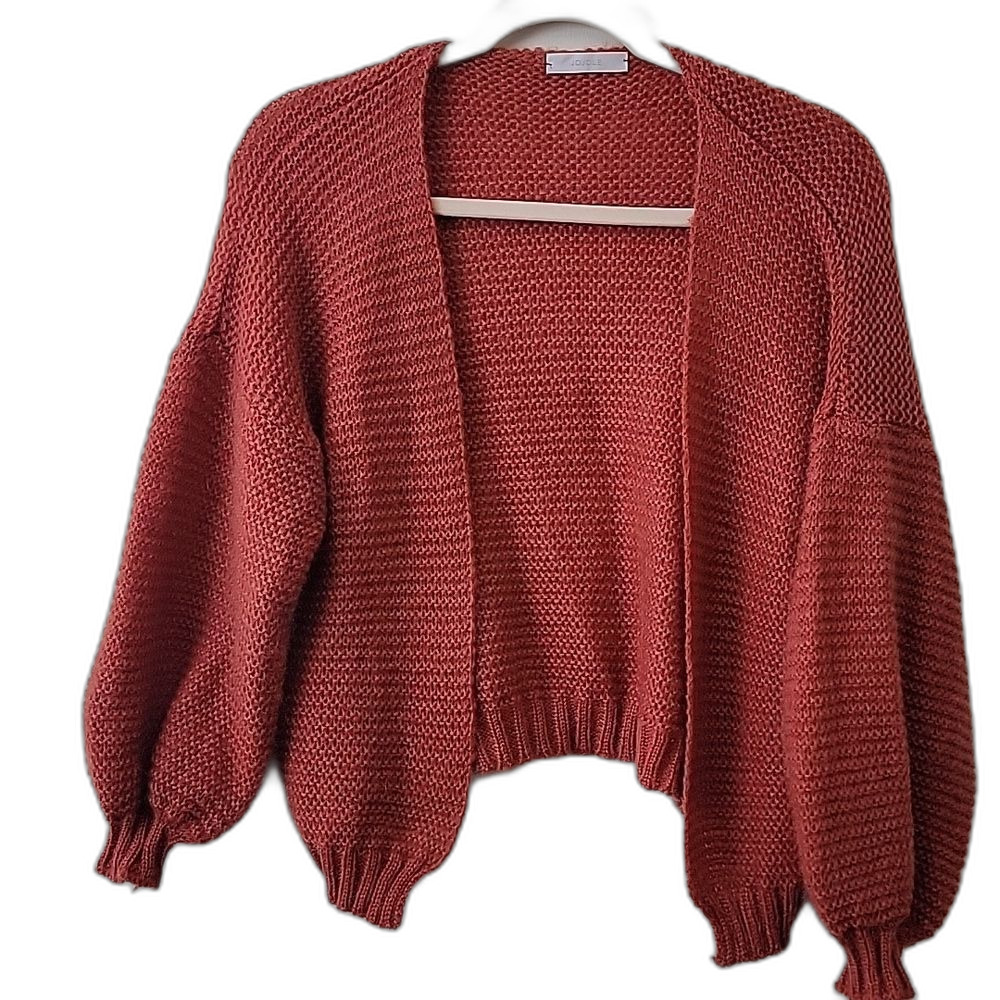 Cozy Rust Open-Front Cardigan